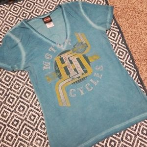 Harley Davidson teal tshirt